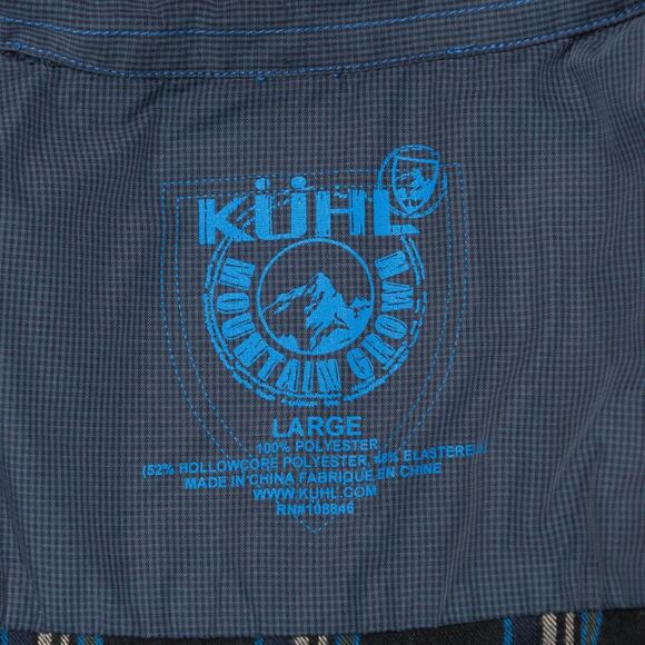 Kuhl Blue Black Plaid Long Sleeve Pearl Snap Button Western Shirt Mens Size L - Picture 4 of 16